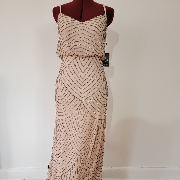 Adrianna Papell Dresses & Skirts - Adrianna Papell light pink beaded spaghetti strap gown